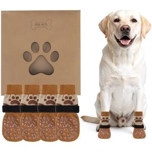 KOOLTAIL Dog Socks to Prevent Licking Paws for Hardwood Floors Anti Slip, Winter Warm Pet Boots&Paw Protector with Grippers, Double Sides Puppy Shoes Booties for Small Medium Large Senior Dogs