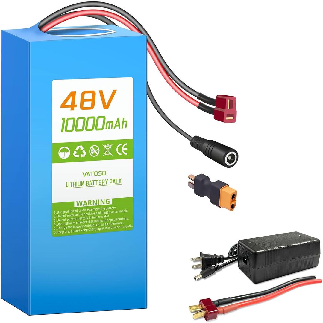 48V 10Ah Lithium Ebike Battery with 30A BMS, Compatible with 100W-800W Motors, for Electric Bikes, Scooters, ATVs, Electric Dirt Bikes