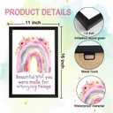 Cute Pink Unicorn Girl Quote Framed Wall Art Set of 3, Lovely Pastel Purple Rainbow Saying Sign for Baby Kid Toddlers, Cozy Watercolor Wooden Preschool Inspirational Flower Nursery Wall Decor Black