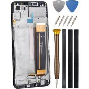 Full Screen with Screen Frame for Samsung Galaxy M33 SM-M336B SM-M336BU LCD Display Touch Digitizer Screen Replacement with Tool Kit and Adhesive Black 6.6"