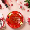 3 x Whaline 40Pcs Valentine's Paper Plates Gold Foil Love Heart Round Disposable Plates 9 Inch Red Decorative Tableware for Valentine's Day Anniversary Birthday Party Supplies