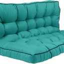 Outside Benches Cushion with Backrest, Thicken Waterproof Swing Cushions 2/3 Seater Replacement, Porch Swing Cushions Outdoor (Lake Blue, 70"x40")