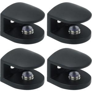 Alise Glass Shelf Bracket,4 Pcs Clamp Brackets Wall Clamps for 6-10mm Thick Shelves,SUS304 Stainless Steel Clip Brackets Holder Support for Walls,Wine Cabinet Board,Glass Display Case,Black
