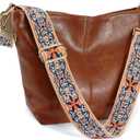 Hobo Bags Vegan Leather Crossbody Bag Guitar Strap Shoulder Purses with Zipper Handbags for Women (Brown 2)