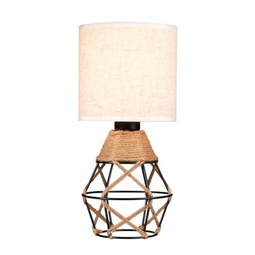 Hamilyeah Boho Table Lamps, Woven Table Lamp for Nightstand with On/Off Switch, Farmhouse Beside Lamp for Bedroom, Industrial Table Lamp for Living Room