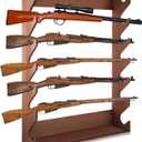DoubleFill Gun Rack Storage Wooden Gun Rack Display Stand Wall Mount Indoor Holder for up to 7 Rifles or Shotguns Heavy Duty Wall Storage Display Rifle, 31 x 24 x 6"