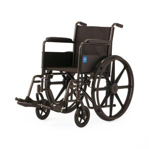 Medline Guardian K1 Basic Wheelchair with Full-Length Permanent arms and Swing-Away Leg Rests, 18"