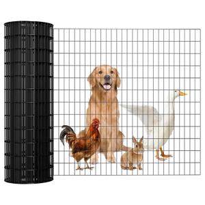 Welded Wire Fence 36inx50ft, 16GA, Mesh Size 2" x 3" Black Hardware Cloth, Chicken Wire Fence, PVC Coated Garden Border Fencing, Vinyl Coating Metal Wire Mesh for Yard, Dog Vegetable, Plant