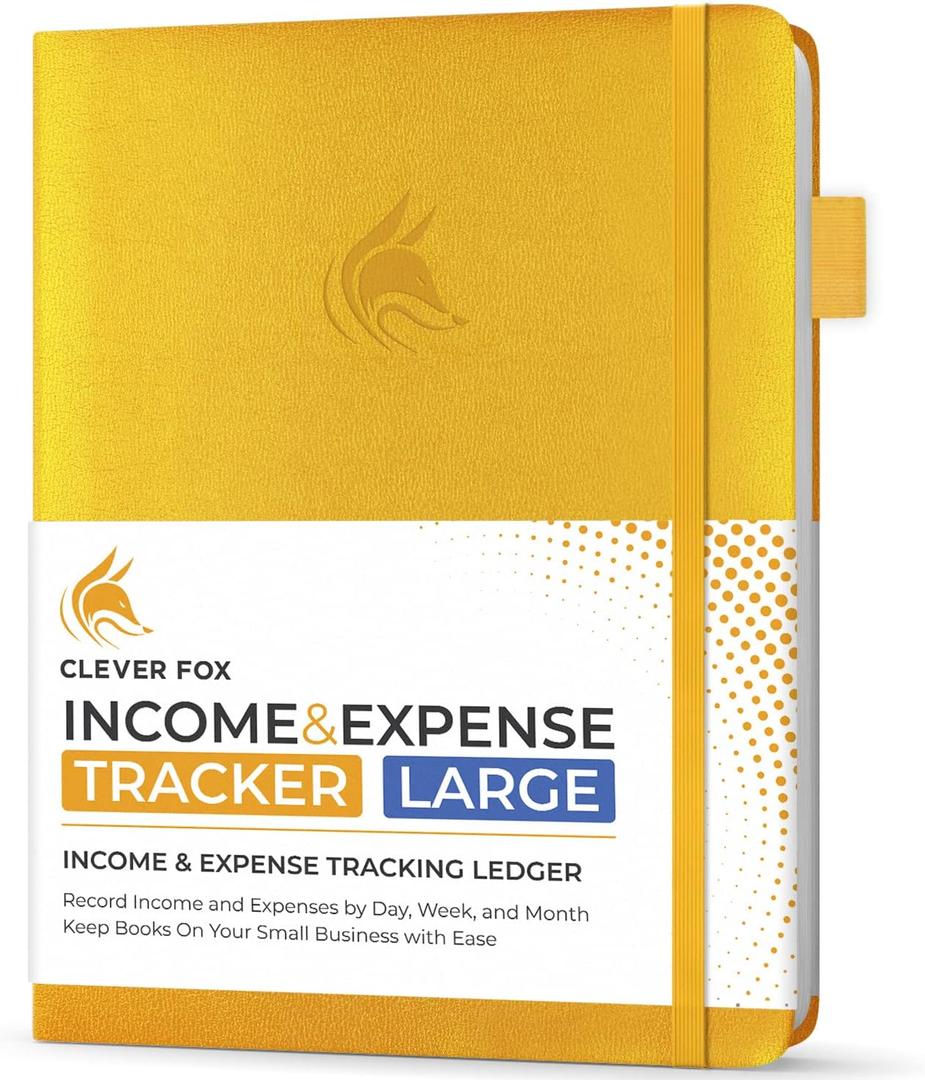 Clever Fox Income & Expense Tracker Large  Accounting & Bookkeeping Ledger Book for Small Business  2-Year Record Notebook, A4 (Amber Yellow) (A4 (8.5 x 11))