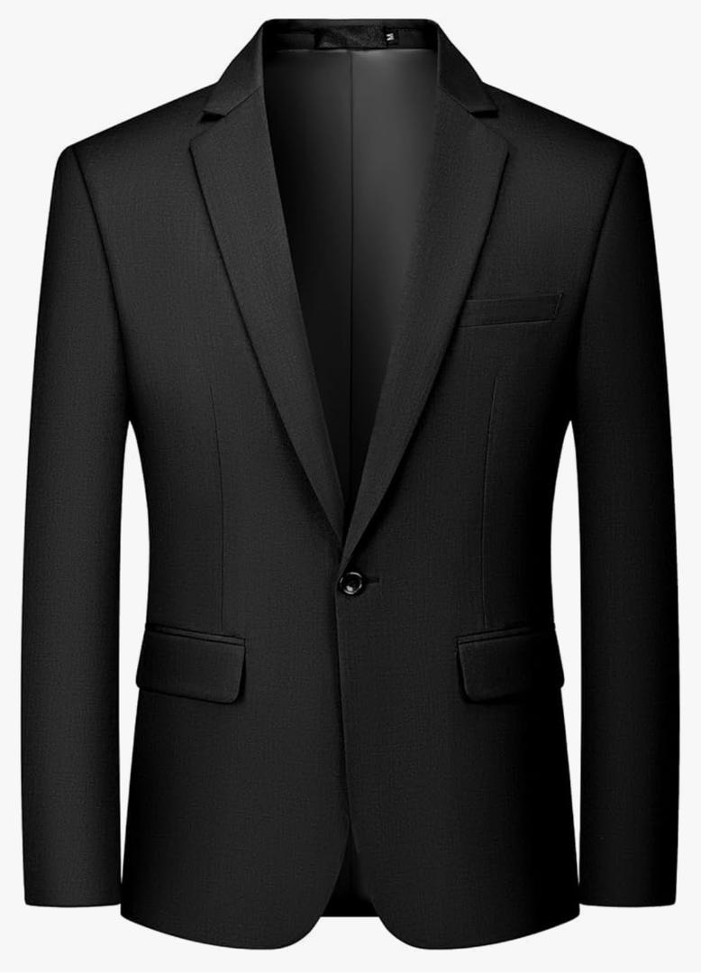 MAGE MALE Men's One Button Suit Jacket Elegant Solid Color Blazers Slim Fit Lightweight Sport Coats Blazer, L