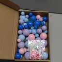 Leinuosen 72 Pcs Cartoon Cake Topper Hawaiian Birthday Cake Decoration with Pink Blue Balls Tropical Flower Decor Hawaiian Theme Birthday Party Supplies