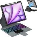 Nillkin Magnetic Keyboard Case for iPad Air 13 inch (M4/M3/M2), iPad Pro 12.9 (3rd/4th/5th/6th Gen) Rugged Case with Detachable Keyboard, Magic Trackpad, 7 Colors Backlit, Portrait/Landscape Modes