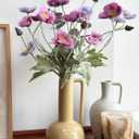 6 Long Stem Poppies Flowers Artificial and 2 Eucalyptus for Tall Vase, Realistic Silk Purple Flowers Fake for Indoor Home Centerpieces Tables Office Decor, Wedding Bridal Party Decorations