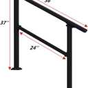 Metty Metal Hand Rails for Outdoor Steps,3 Step Stair Handrail & Indoor Stair Railing KitBlack Railings for Outdoor Steps and Hand Rails for Seniors for Porch