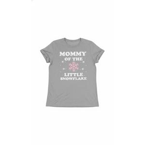 Mommy of the Little Snowflake Christmas Baby Shower Girl T-Shirt, Grey, M