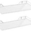 Wallmaster Heavy Duty Garage Wall Shelving 2 Pack 23.6"x11.8" Metal Wire Shelves Wall Mount Mesh Storage Rack for Garage, Office, Basement and Kithcen, max Load 65 lbs (White)