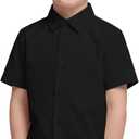 Haloumoning Toddler Baby Boys Dress Shirts Kids Short Sleeve Button Down Shirt School Uniform Summer Casual Tops 5-6Y (Black)
