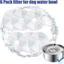 6 Pack Dog Water Dispenser Filter, No Spill Water Bowl Filter Replacement for Slow Drink Dog Water Feeder, Coconut Carbon Filter System Set of 6