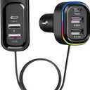 Ankuee Car Charger with 6 Multi Ports USB Type C, 66W & QC3.0 Fast Charging Adapter Auto Cigarette Lighter Plug, for iPhone 15 Max Pro Samsung Android Smart Phone Tablets & More
