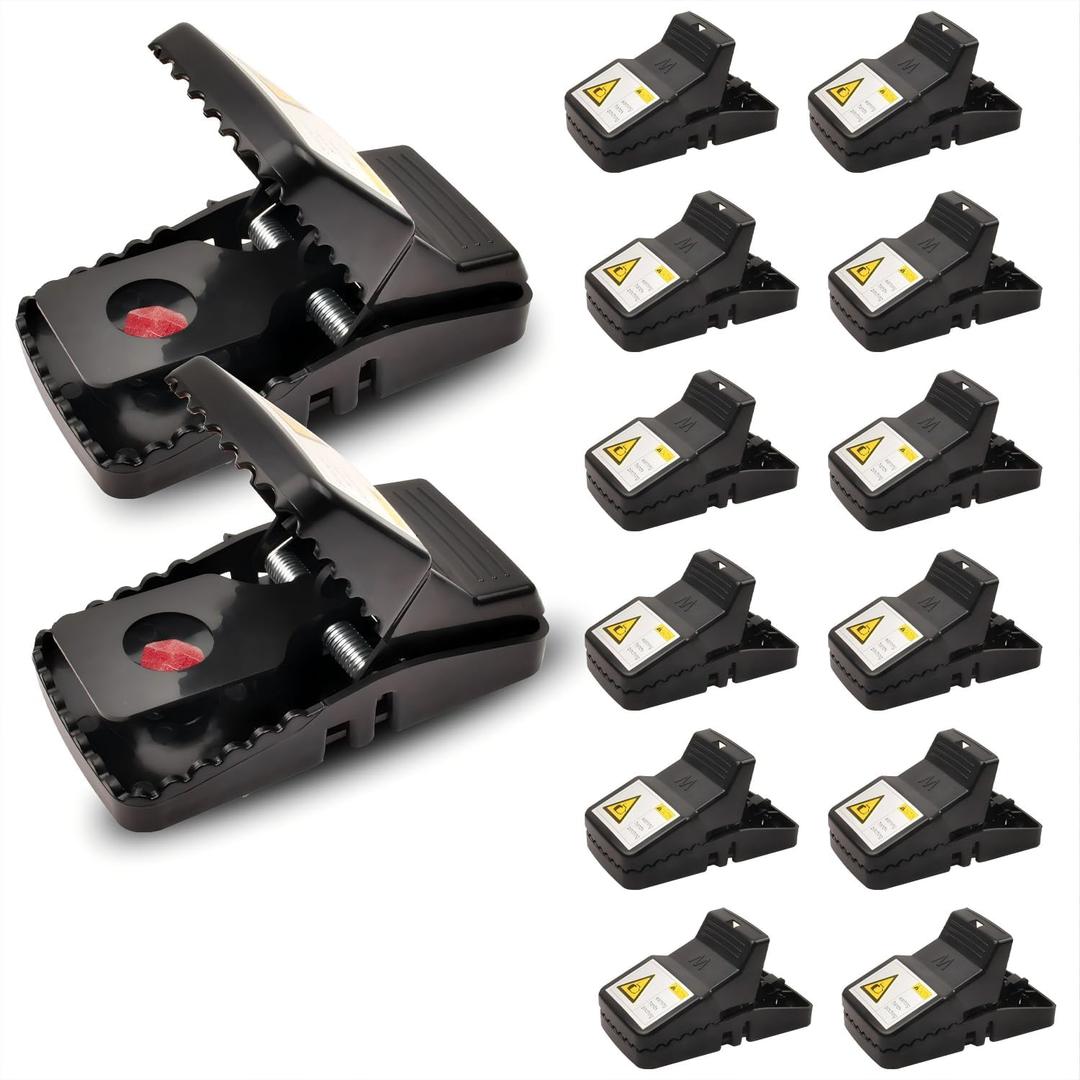 Rat Trap (12-Pack), Large Mouse Traps for Indoor and Outdoor Use, Reusable, Fast, Hygienic, Unplugged, Used to Catch Mice, Squirrels, Rodents, for Home, Yard and Barns