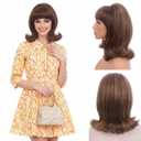 H&Bwig 60s Retro Beehive Wigs for Women 70s Classic Style Cosplay Wig (light brown)