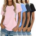 Oakgarden 4 Pack Women's Nursing Breastfeeding Shirts with Zipper Loose Fit Short Sleeve Maternity Top Nursing Clothes