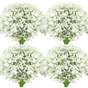 Ysleen 48 Pieces Artificial Flowers Plastic Baby Breath Flowers Faux Gypsophila DIY Floral Bouquets Arrangement Baby Breath Wedding Party Decoration for Party Home Office Garden Decor (White)