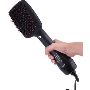 Blow Dryer Brush Straightener, Detangling Straightening Smoothing in One Step, Reduce Frizz More Shiny for Salon-Quality Smooth Straight Hair Dryer Brush (Black)