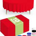 Pureegg Plastic Table Cloth Disposable - 10 Pack, Disposable Table Cloths for Valentines Day Decorations, Weddings, Valentines Round Tablecloths, 84'' Red Plastic Tablecloth, Leakproof & Sturdy, Red (84" Round)
