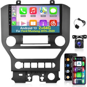 [2+64G] Android 13 Car Radio for Ford Mustang 2015-2020 - Wireless Carplay and Android Auto - 9 Inch Touchscreen Car Stereo with WiFi/GPS/Multiple UI Themes/SWC + AHD Backup Camera