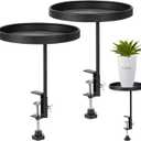 AQQHSAIN 2 Pcs Windowsill Clamp Tray Adjustable Metal Window Plant Shelves Stand Holder 7.9inch Window Planter Floating Shelves Windowsill Extension Tray for Indoor Plants Home Display Decor (Black)
