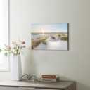 WALLSUP DECOR Coastal Beach Canvas Wall Art: Sunset Ocean Picture Seascape Painting Sea Artwork Sand Dunes Grass Prints for Bathroom Bedroom Home Office, 36"L x 24"W