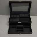 NovelBee Double Layer Watch Jewelry Boxes for Men Women,6 Slots Watch Boxes,3 Grids Eyeglasses Sunglass Organizer with Drawer,2-layer Jewelry Display Organizer Case For Earrings,Rings,Bracelets