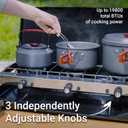 FineFlame 3-Burner Propane Camping Stove 19800 BTUs, Portable Camp Stove with 3 Adjustable Burners and Push-Button Instant Ignition, Portable Camping Grill, Built-in Carrying Handle