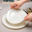 HOMIP 50PCS Ivory Plastic Plates - Fancy Beaded Plates Disposable, Elegant Plates for Party, Wedding & Birthday Including 25 Dinner 10" & 25 Dessert Plate 7"