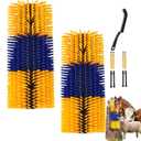 2PCS Livestock Scratching Brush Goat Scratcher Brush Post with Cleaning Tool, Grooming and Massage Scratch Brushes for Goat Horse Cow Sheep, Animals Back Scratching Itch Brushes