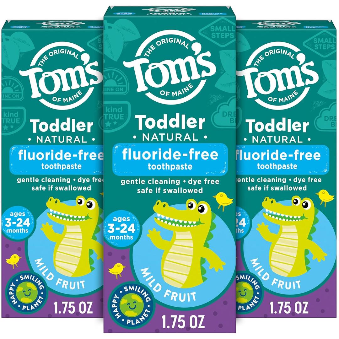 Tom's of Maine Fluoride-Free Toddler Training Toothpaste, Mild Fruit, 1.75 oz. 3-Pack
