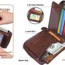 Men's Shielded Wallet Zipper Leather Wallet Men's Bifold RFID Card Case Wallets for Men (Z-Coffee)
