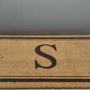 Evergreen Monogram Extra Large Coir Doormat, 60x24 Inches Front Door Mat, Outdoor Indoor Entrance Rug, Welcome Mat for Double Doors Porch Patio, Housewarming Gift, Letter S