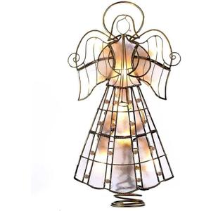 Kurt Adler 10-Light Capiz Angel Treetop with Vines and Pearls, 9.75-Inch