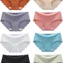 Demifill Teen Girls Seamless Underwear Tagless No Show Panties for Teens Pack of 8 Size 13-14 Years Mixed Color