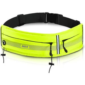 MIER Running Belt for Men Women Slim Fanny Pack Phone Holder Jogging Pouch with Marathon Bib Clip Runner Waist Pack for Walking Cycling for Keys, Cards & Essentials (Neon Yellow)