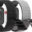 Nylon Watch Bands Compatible for Huawei Watch Fit 3/Fit 4/ Fit 4 Pro, 2 Pcs Adjustable Breathable Sport Loop Wristband Replacement Straps for Women Men
