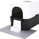 Cat Litter Box with Lid, Fully Enclosed Splash-Proof and Leak-Proof Urine High Edge and Odorless Cat Litter Box, Easy to Installation and Clean (Black,S)