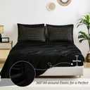 WONGS BEDDING Queen Comforter Set 7 Pieces, Boho Black Gold Geometric Striped Comforter for Queen Bed in a Bag, Soft Microfiber Bedding Set with Pillowcases, Flat Sheet, Fitted Sheet, Pillow Shams