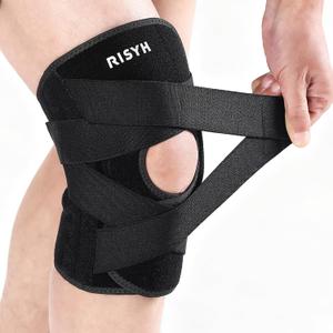 Knee Brace for Women Men Adjustable Cross Strap, Knee Braces for Meniscus Tear, Knee Pain Support with Side Stabilizers, Relieves ACL, MCL, Arthritis, Knee Pain for Patella Stability (Medium)