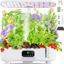 Misting Hydroponic Growing System Kit 15-Pods Indoor Smart Herb Garden Planter with LCD Touch Panel 6L Large Tank for Herb/Vegetables/Flowers/Fruits, Gardening Gifts for Women Men Beginners - White