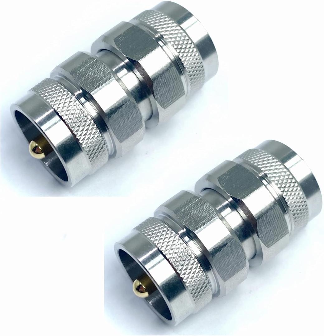 2pcs PL259 Coax Connector UHF Male to Male Coaxial Connector Low Loss Coax Adapter for Antennas, Wireless LAN Devices, Coaxial Cable, WiFi, Ham or Handheld Radios, Scanner