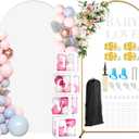 7.2FT Arch Backdrop Stand and Cover Set, Metal Arch Stand with White Cover Stretchy Backdrop, Balloon Boxes with Letters Tying Tool for Wedding Baby Shower Gender Reveal Birthday Party Decorations