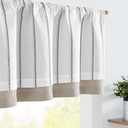 Jinchan Nautical Valance Striped Linen Curtain 16 Inch Farmhouse Light Filtering Kitchen Valance for Living Room Window Double Layer Window Pinstripe 1 Panel Black on White
